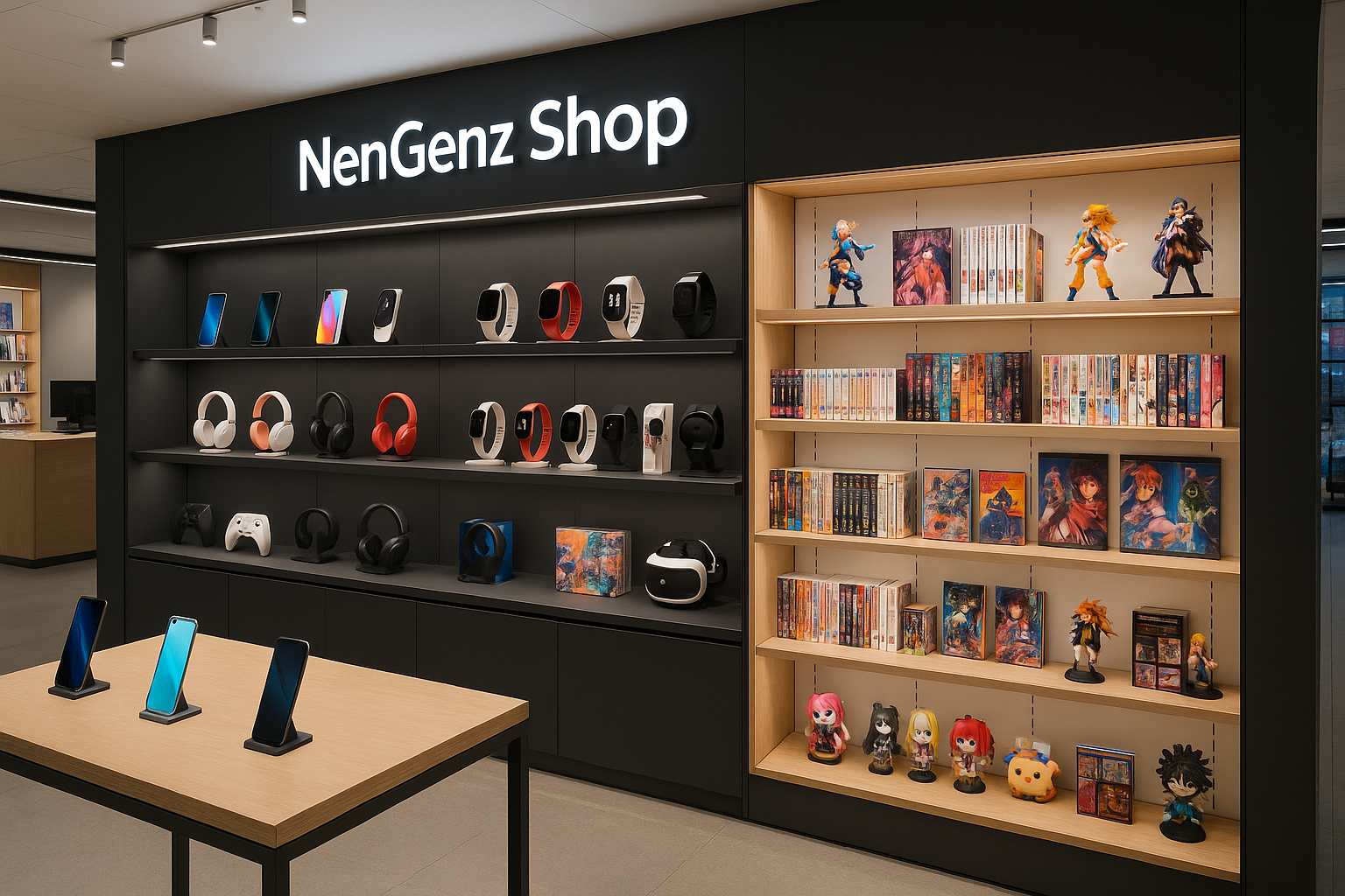 add some gadget inside in different section and some anime product in different section